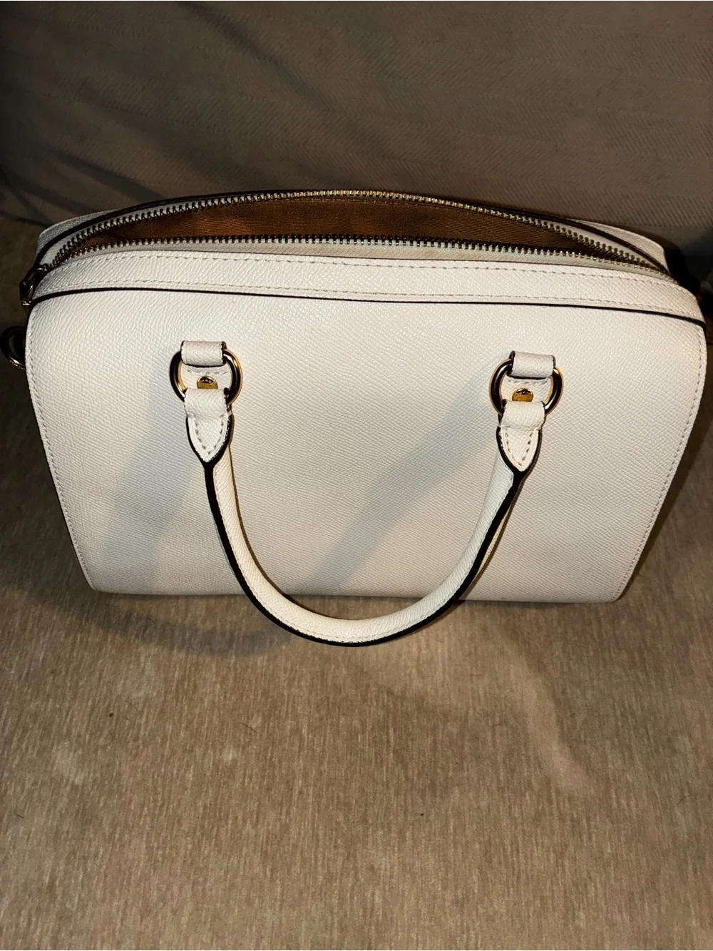 COACH White Leather Satchel with Gold Hardware